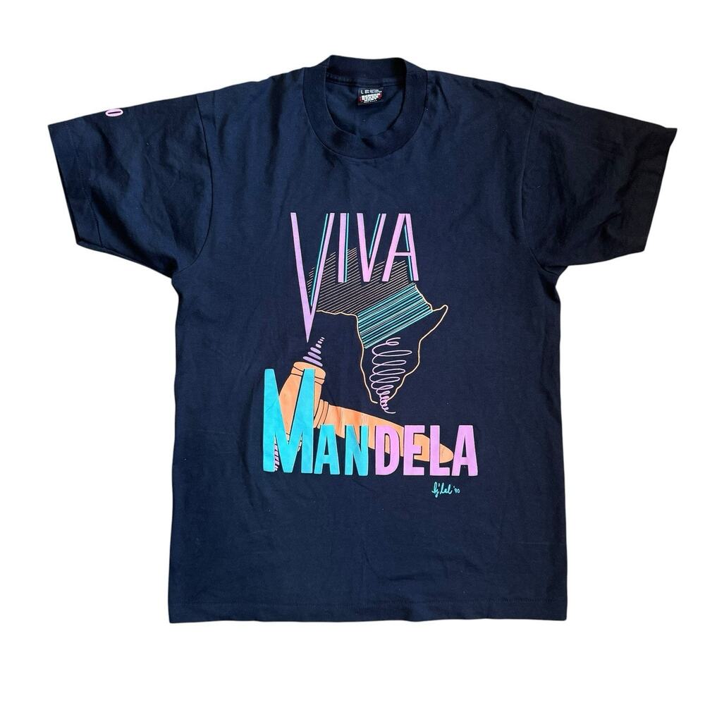 90's Free Nelson Mandela South Africa Art T-Shirt Men’s Large Rare Tee